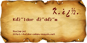 Káldor Ádám névjegykártya